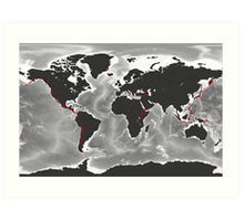 Volcanoes of the World - Miller Projection Print